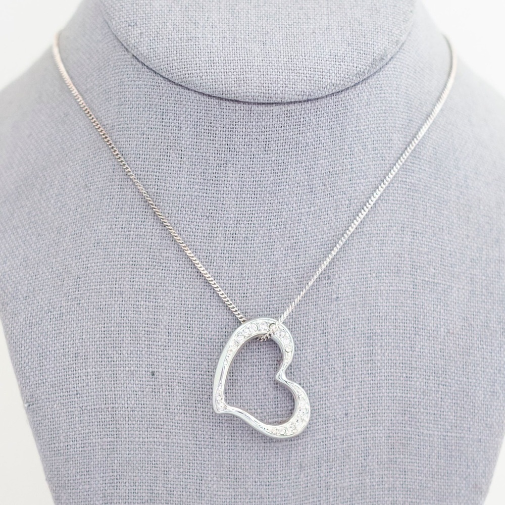 Vintage Silver Hollow Heart Necklace 20 inch by Avon